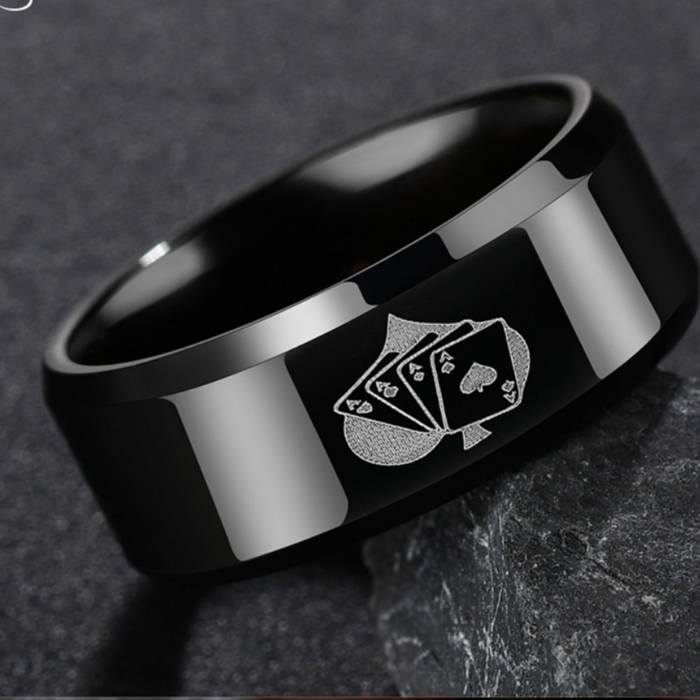 Stainless steel black poker heart  r…